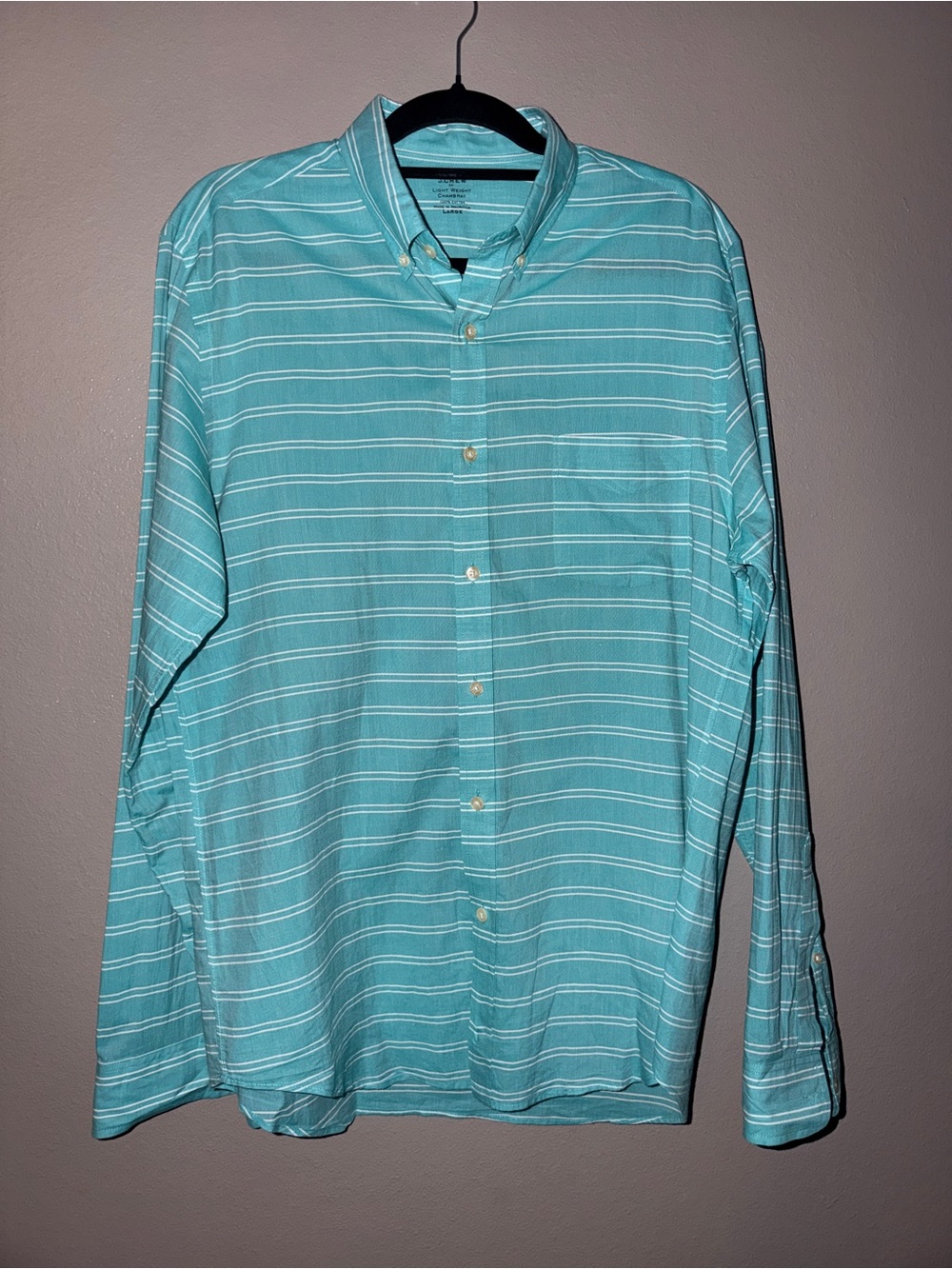 J. Crew Men's Aqua Striped Button-Down Shirt